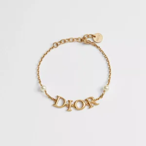 Dio(r)evolution Bracelet Gold-Finish Metal and White Resin Pearls