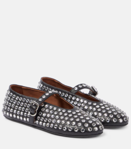 ALAÏA Embellished leather ballet flats