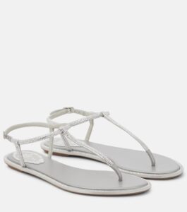 Rene Caovilla Diana satin and leather thong sandals